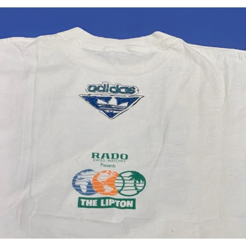 VTG 90s Adidas The Lipton International Tennis Championship Graphic Tee White XL
